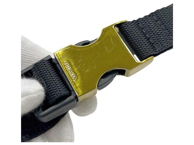 Cinturino in pelle Saffiano e nylon Prada Nero Giallo - vista 5