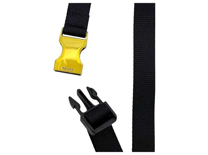 Cinturino in pelle Saffiano e nylon Prada Nero Giallo - vista 6