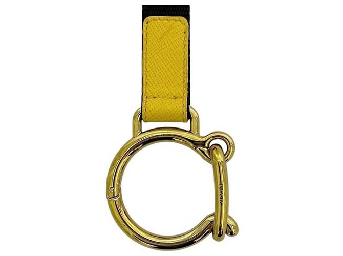 Cinturino in pelle Saffiano e nylon Prada Nero Giallo - vista 7