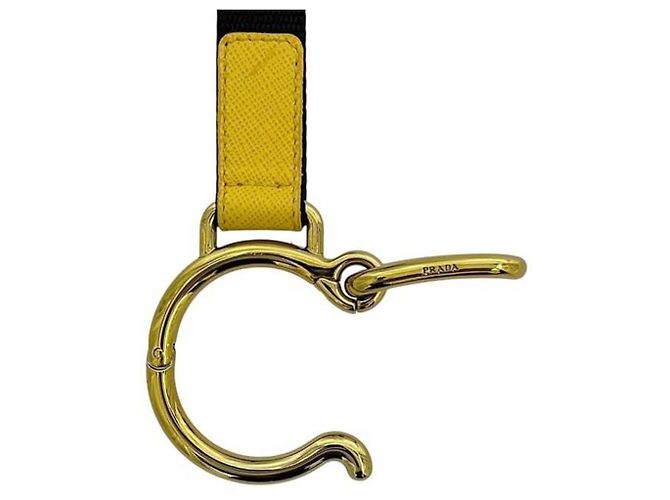 Cinturino in pelle Saffiano e nylon Prada Nero Giallo - vista 8