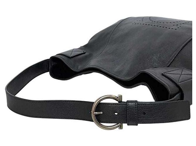 Borsa a spalla in pelle nera Salvatore Ferragamo Nero - vista 9