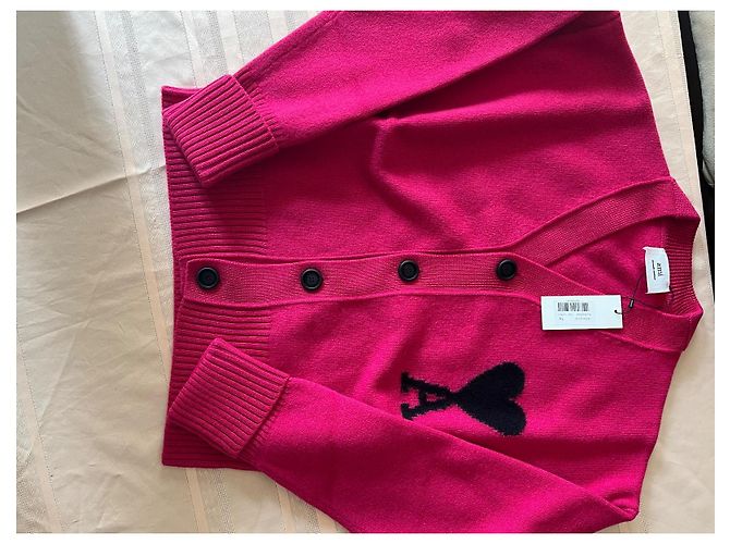 Ami Paris Wollcardigan Rosa Schwarz Pink - Ansicht 3