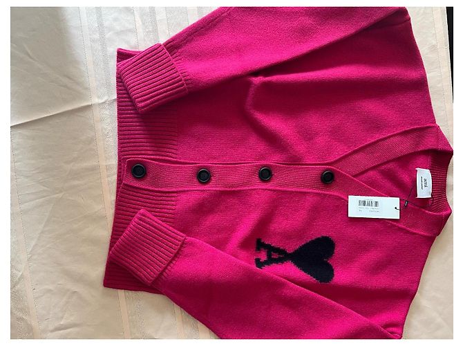 Ami Paris Wollcardigan Rosa Schwarz Pink - Ansicht 6