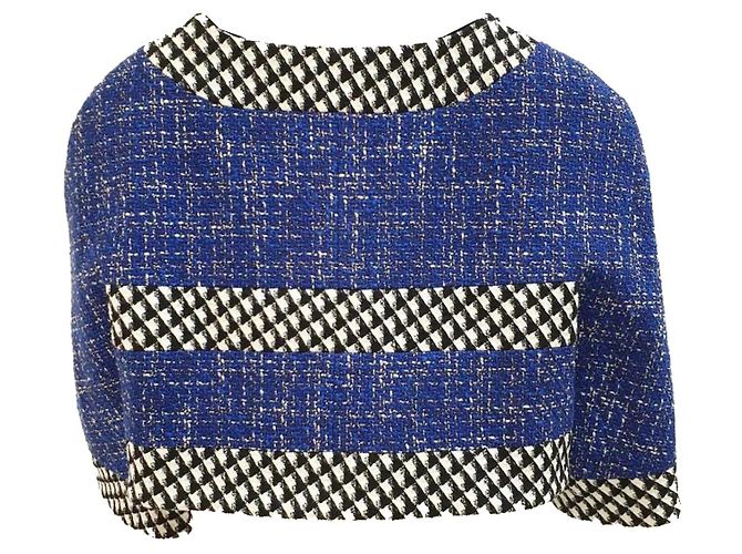 Increíble chaqueta cropped de pasarela Chanel con botones de perla Multicolor - vista 2