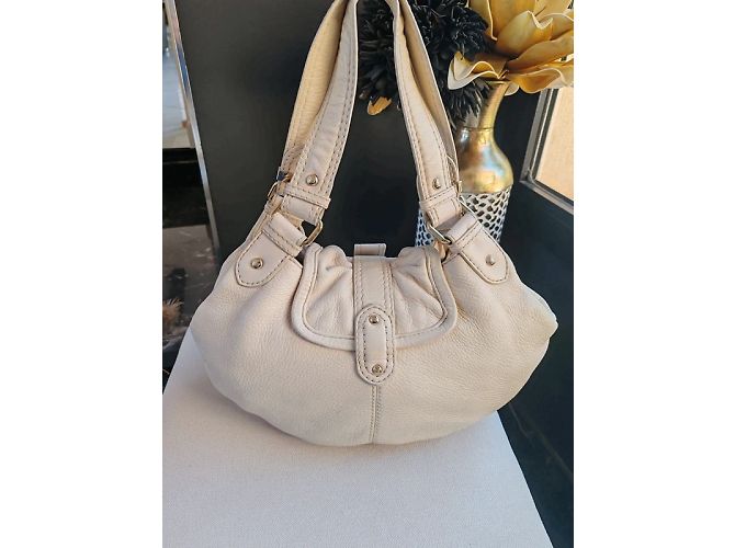 Borsa a mano Lancel Frasque in pelle beige - vista 7