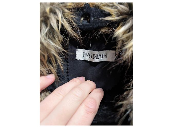 Abrigo de piel sintética Balmain talla 42 como nuevo Negro Dorado - vista 4