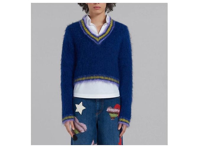 Mohair-Pullover FUZZY WUZZY von Marni Blau - Ansicht 3