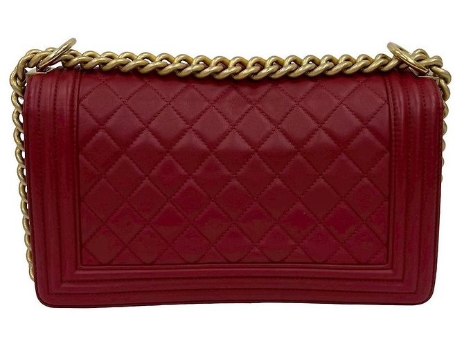 Borsa a Spalla Chanel Boy in Pelle di Agnello Rosso - vista 4