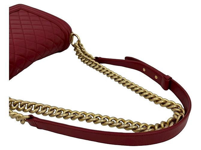 Borsa a Spalla Chanel Boy in Pelle di Agnello Rosso - vista 5