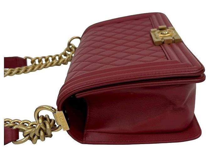 Borsa a Spalla Chanel Boy in Pelle di Agnello Rosso - vista 6