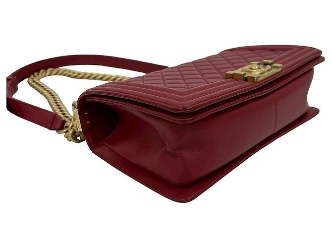 Borsa a Spalla Chanel Boy in Pelle di Agnello Rosso - vista 8