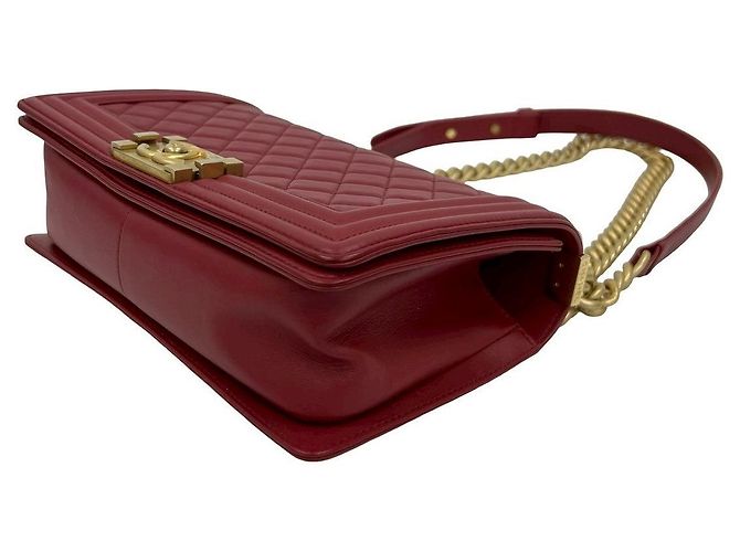 Borsa a Spalla Chanel Boy in Pelle di Agnello Rosso - vista 9