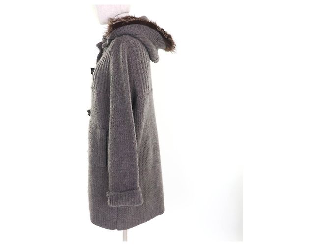 Autre Marque Abrigo de lana con capucha de piel de zorro FOXEY Castaño - vista 2