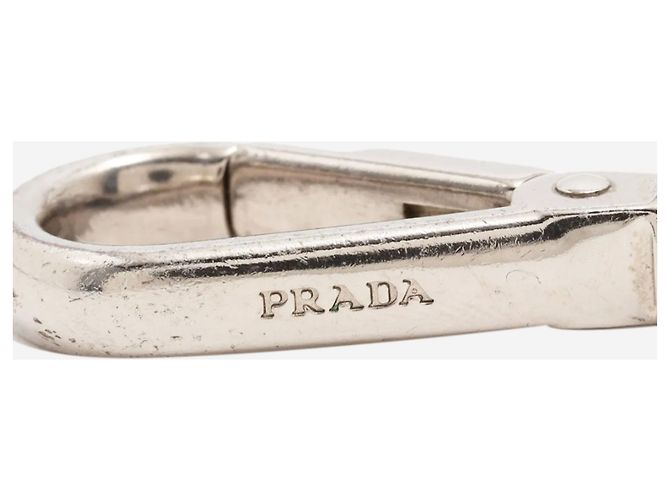 Prada Portachiavi in Saffiano argento e metallo - vista 3