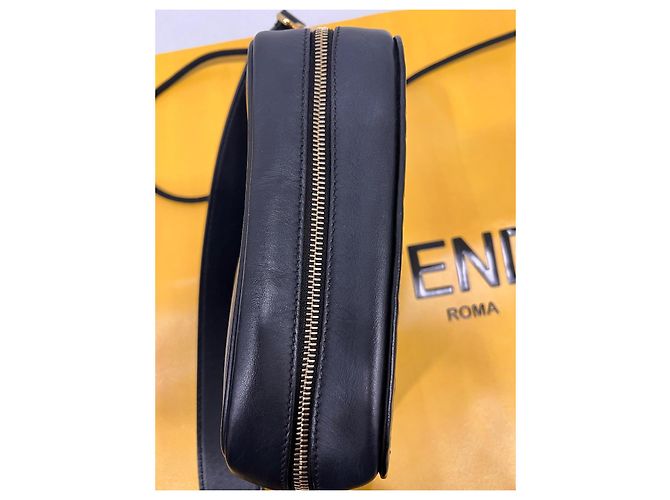 Borsa a tracolla Fendi FF in pelle marrone e nera Nero - vista 5