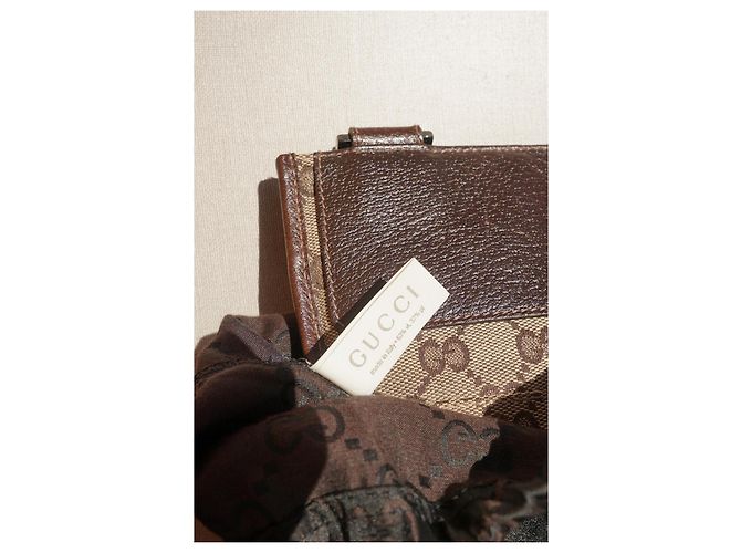 Borsa a tracolla Gucci GG in tela e pelle Marrone chiaro Marrone scuro - vista 12
