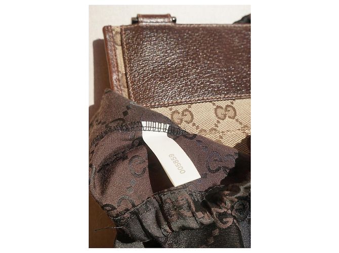 Borsa a tracolla Gucci GG in tela e pelle Marrone chiaro Marrone scuro - vista 13