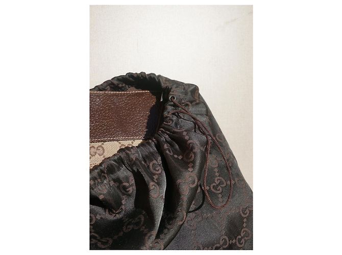 Borsa a tracolla Gucci GG in tela e pelle Marrone chiaro Marrone scuro - vista 14