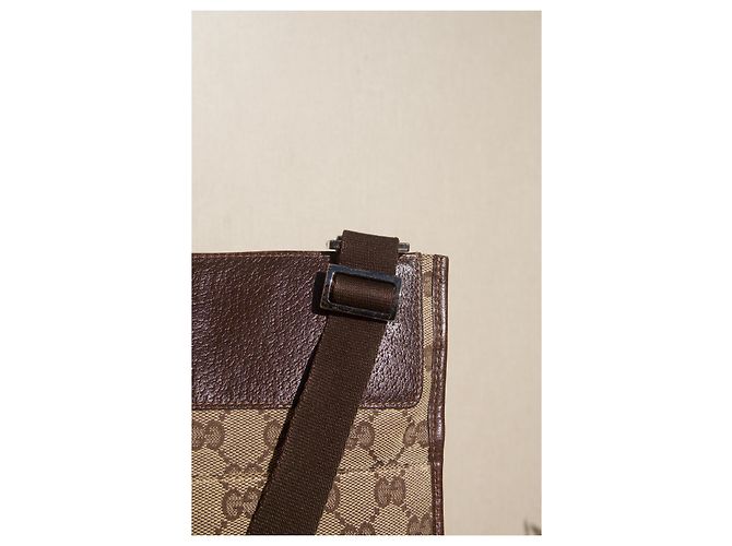 Borsa a tracolla Gucci GG in tela e pelle Marrone chiaro Marrone scuro - vista 5