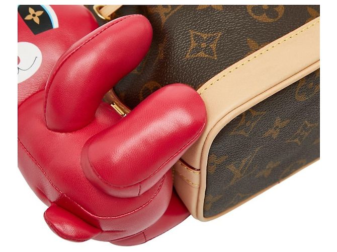 Noe Borsa Nano Noé Animogram Louis Vuitton x Sun Yitian Marrone Rosa - vista 4