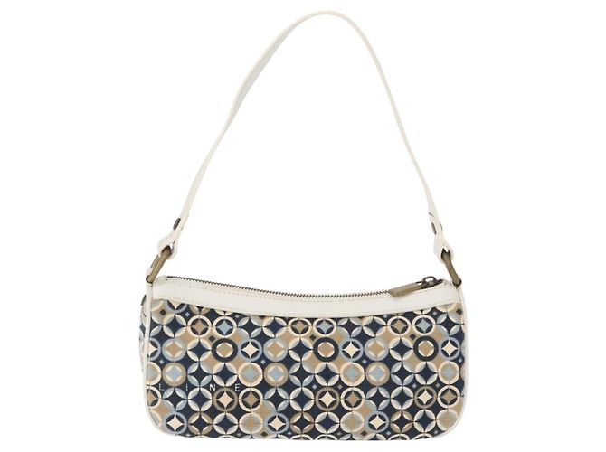 Céline Borsa a spalla pochette vintage Celine in tela Blu navy - vista 2
