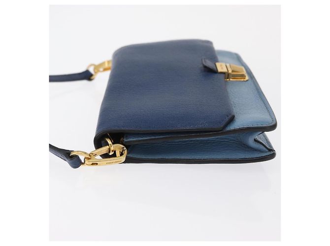 Borsa a Spalla in Pelle Miu Miu Blu - vista 4