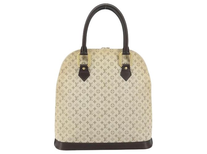 Borsa Alma Mini Lin Monogram Louis Vuitton Cachi - vista 2
