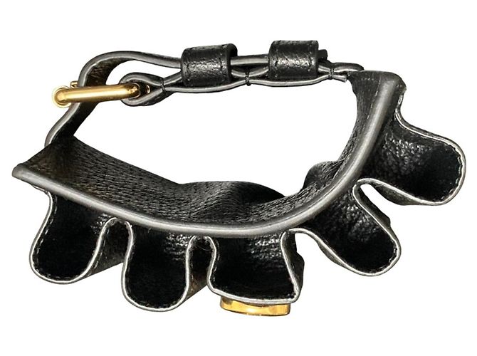 Bracciale in pelle nera Gucci con charm Nero - vista 5