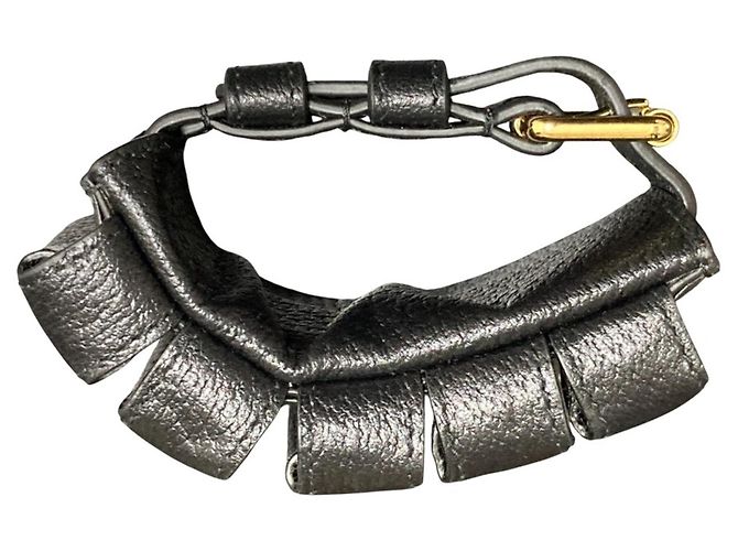 Bracciale in pelle nera Gucci con charm Nero - vista 6