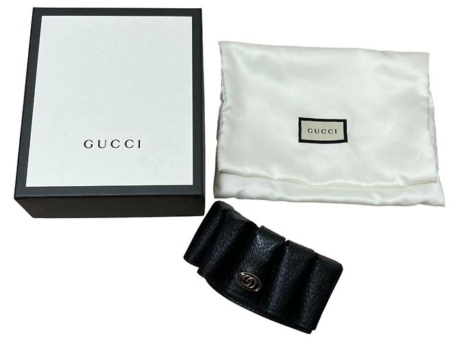 Bracciale in pelle nera Gucci con charm Nero - vista 8
