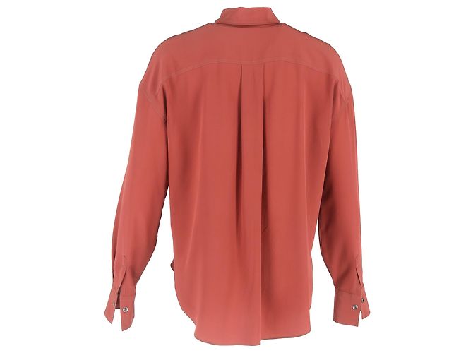 Brunello Cucinelli Crepe de Chine Hemd aus roter Seide - Ansicht 3
