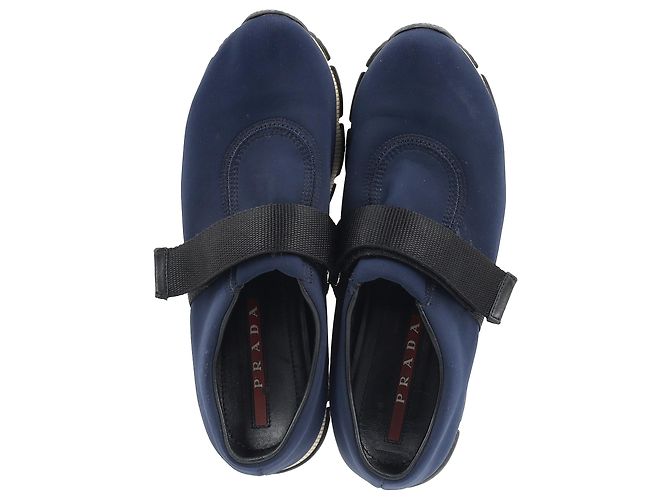 Sneakers Slip On Prada in Nylon Blu Navy - vista 3