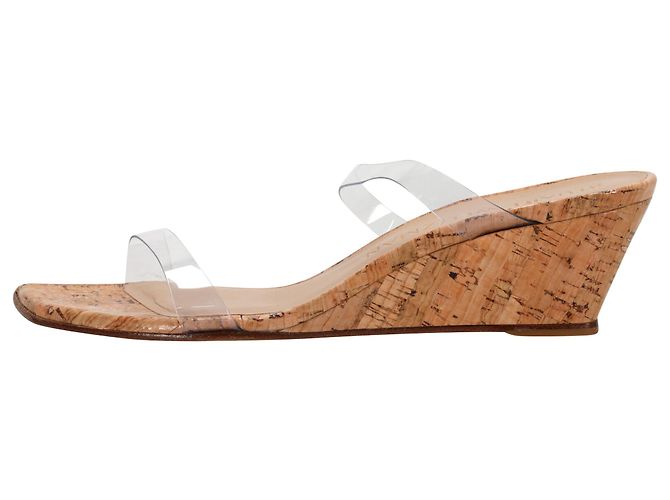 Sandali con zeppa in sughero Aleena 50 di Stuart Weitzman in PVC trasparente - vista 2