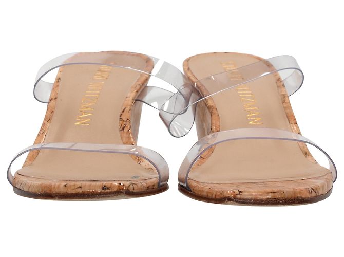 Sandali con zeppa in sughero Aleena 50 di Stuart Weitzman in PVC trasparente - vista 4