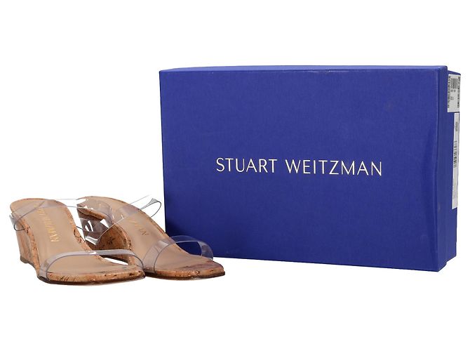 Sandali con zeppa in sughero Aleena 50 di Stuart Weitzman in PVC trasparente - vista 5