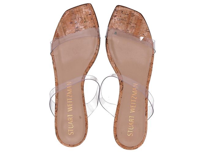 Sandali con zeppa in sughero Aleena 50 di Stuart Weitzman in PVC trasparente - vista 7