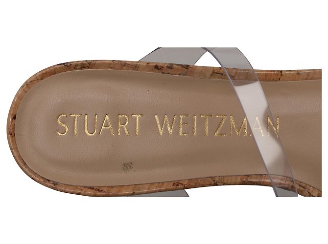 Sandali con zeppa in sughero Aleena 50 di Stuart Weitzman in PVC trasparente - vista 8