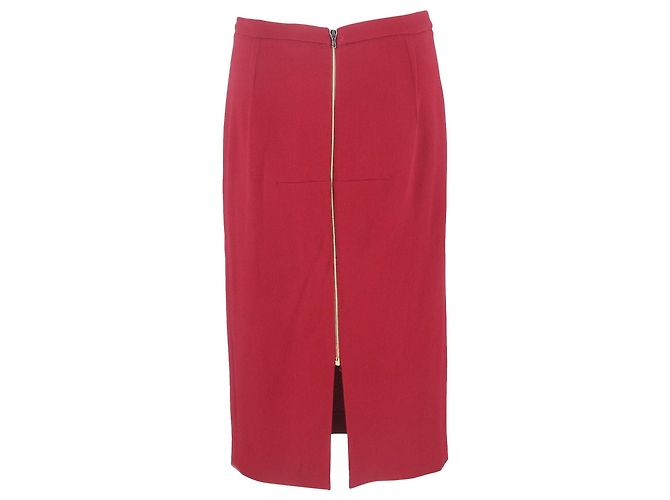 Falda lápiz midi con cremallera trasera en lana burdeos de Roland Mouret Roja - vista 3