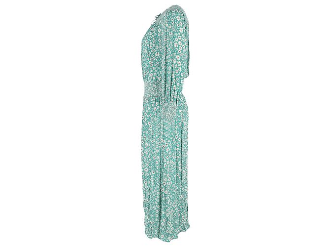 Autre Marque Rixo Marianna Maxikleid aus Crepe mit Blumenmuster in grüner Viskose - Ansicht 2
