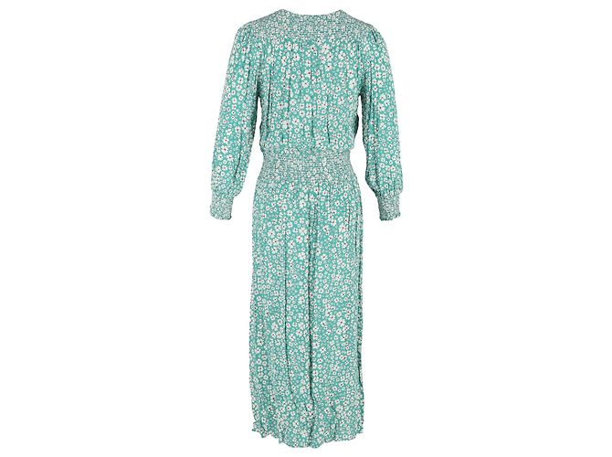 Autre Marque Rixo Marianna Maxikleid aus Crepe mit Blumenmuster in grüner Viskose - Ansicht 3