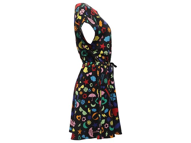 Abito Mini Svasato Stampato Love Moschino in Cotone Multicolore - vista 3