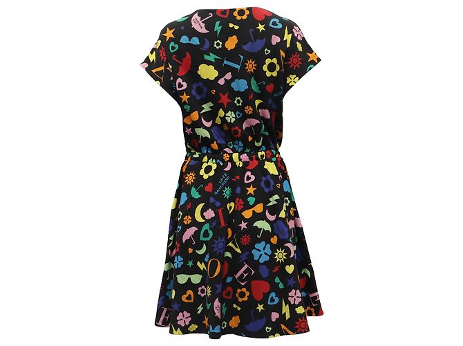 Abito Mini Svasato Stampato Love Moschino in Cotone Multicolore - vista 4