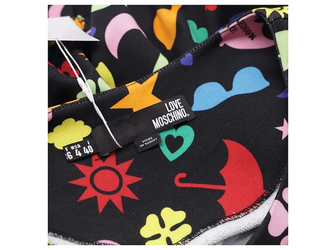 Abito Mini Svasato Stampato Love Moschino in Cotone Multicolore - vista 5