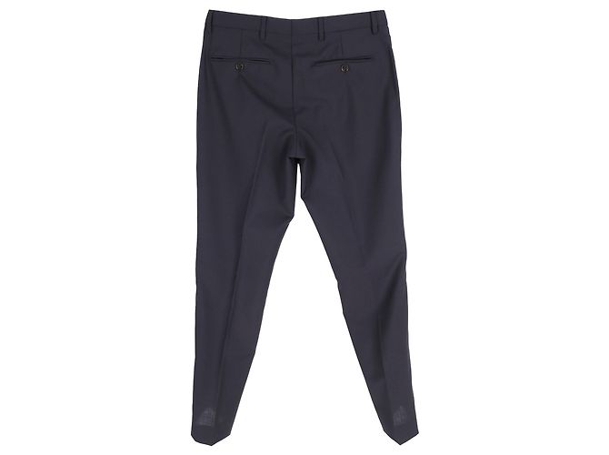 Pantaloni dritti Burberry in lana blu navy - vista 2