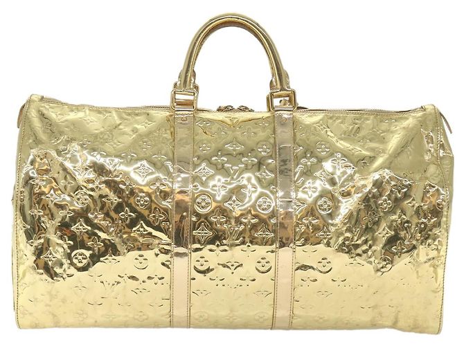 Borsa Keepall Louis Vuitton Monogram Miroir PVC 55 D'oro - vista 2