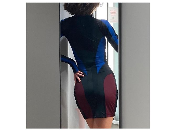 Thierry Mugler Vestido mini bodycon con panel de espiral Mugler x H&M - descontinuado Negro Azul Burdeos - vista 2