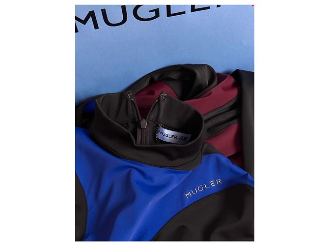 Thierry Mugler Vestido mini bodycon con panel de espiral Mugler x H&M - descontinuado Negro Azul Burdeos - vista 4
