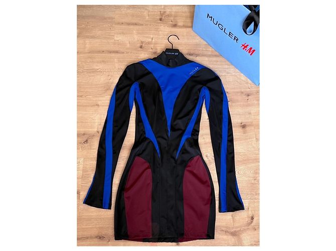 Thierry Mugler Vestido mini bodycon con panel de espiral Mugler x H&M - descontinuado Negro Azul Burdeos - vista 7