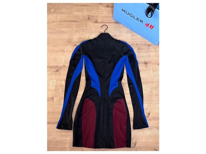 Thierry Mugler Vestido mini bodycon con panel de espiral Mugler x H&M - descontinuado Negro Azul Burdeos - vista 8