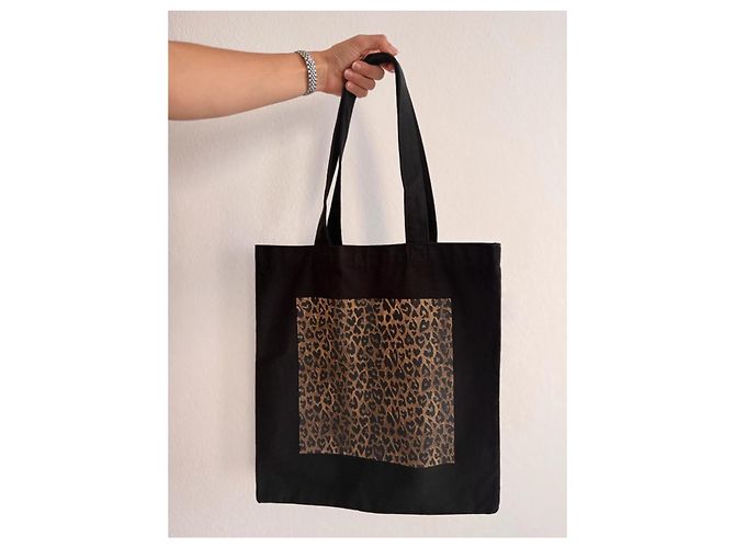 YSL Saint Laurent Send Nudes limited edition leopard tote bag Black Golden - view 2